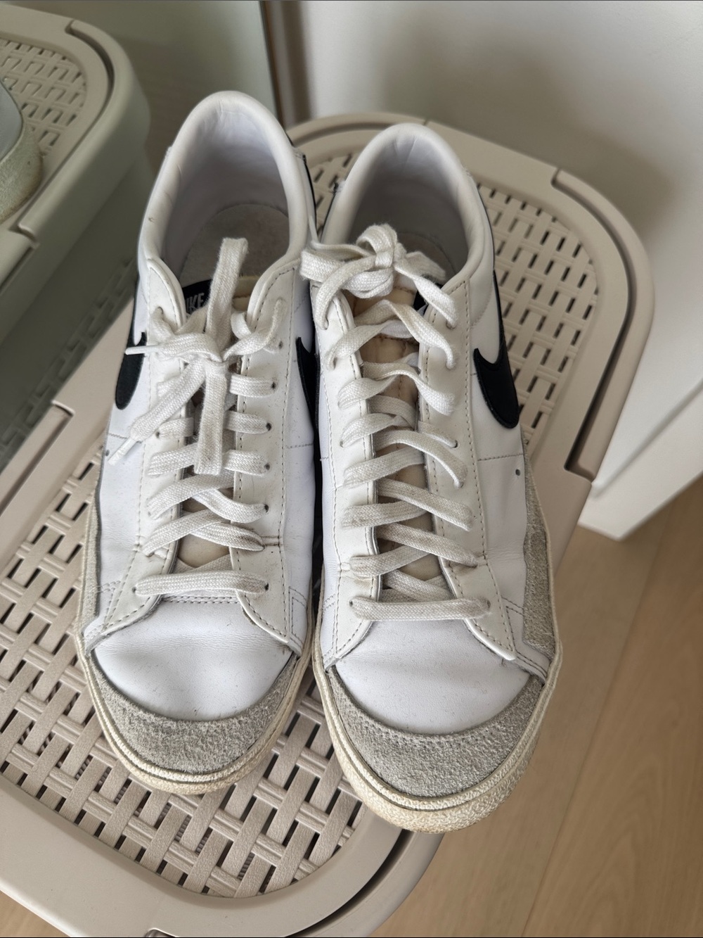 Nike White and Black Low-Top Blazers Sneakers